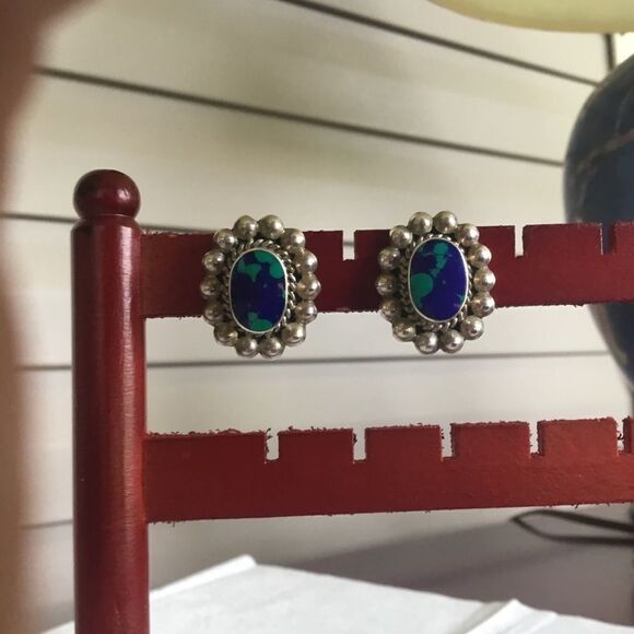 Sterling Silver Azurite Earrings - Picture 5 of 8